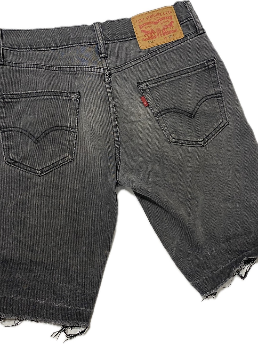 Levi's Gray Cutoff Denim Shorts with Leather Patch